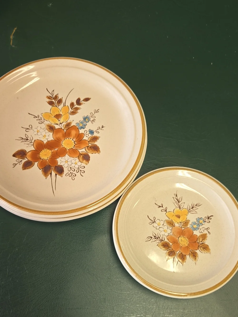 Mikasa Floral Stoneware Plates in Cream, Brown, Yellow and Blue